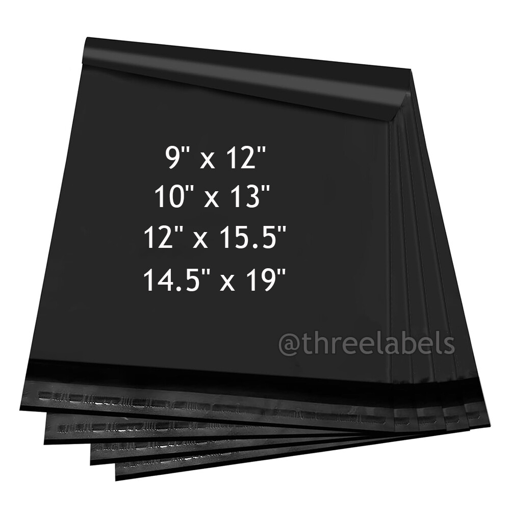 100-500 Poly Mailers Envelopes Shipping Bags 9×12 10×13 12×15.5 14.5×19 Black