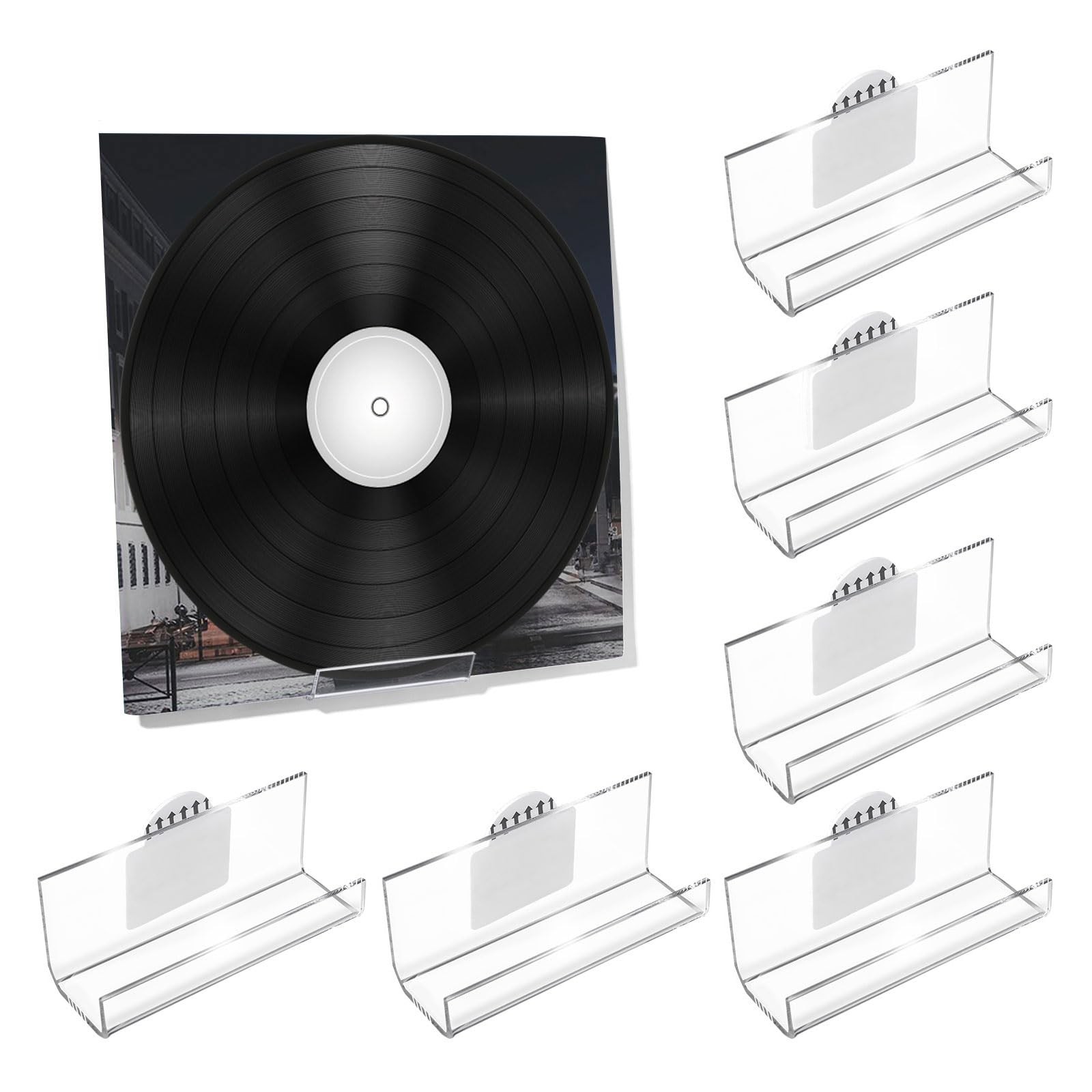 Vinyl Record Holder Wall Mount Self Adhesive No Drill, Acrylic Shelf Display