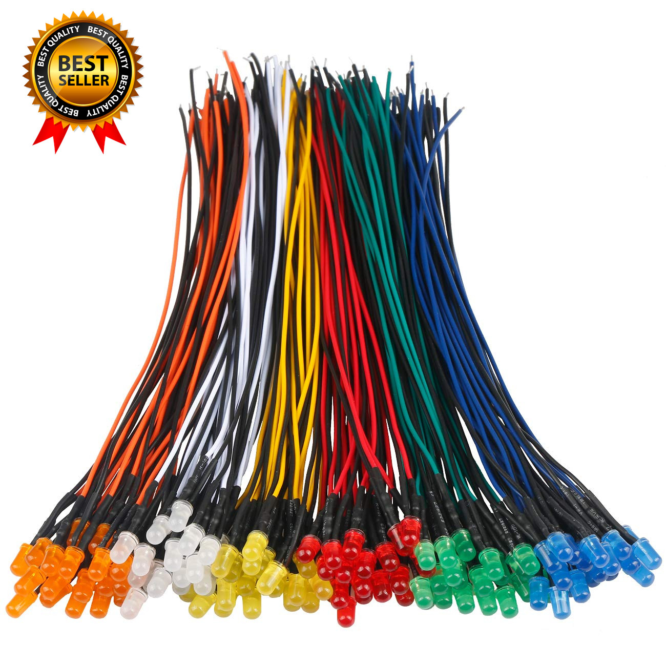120Pcs 12V LED Lights Emitting Diodes Pre Wired 7.9 Inch DC 12 Volt 5Mm LED
