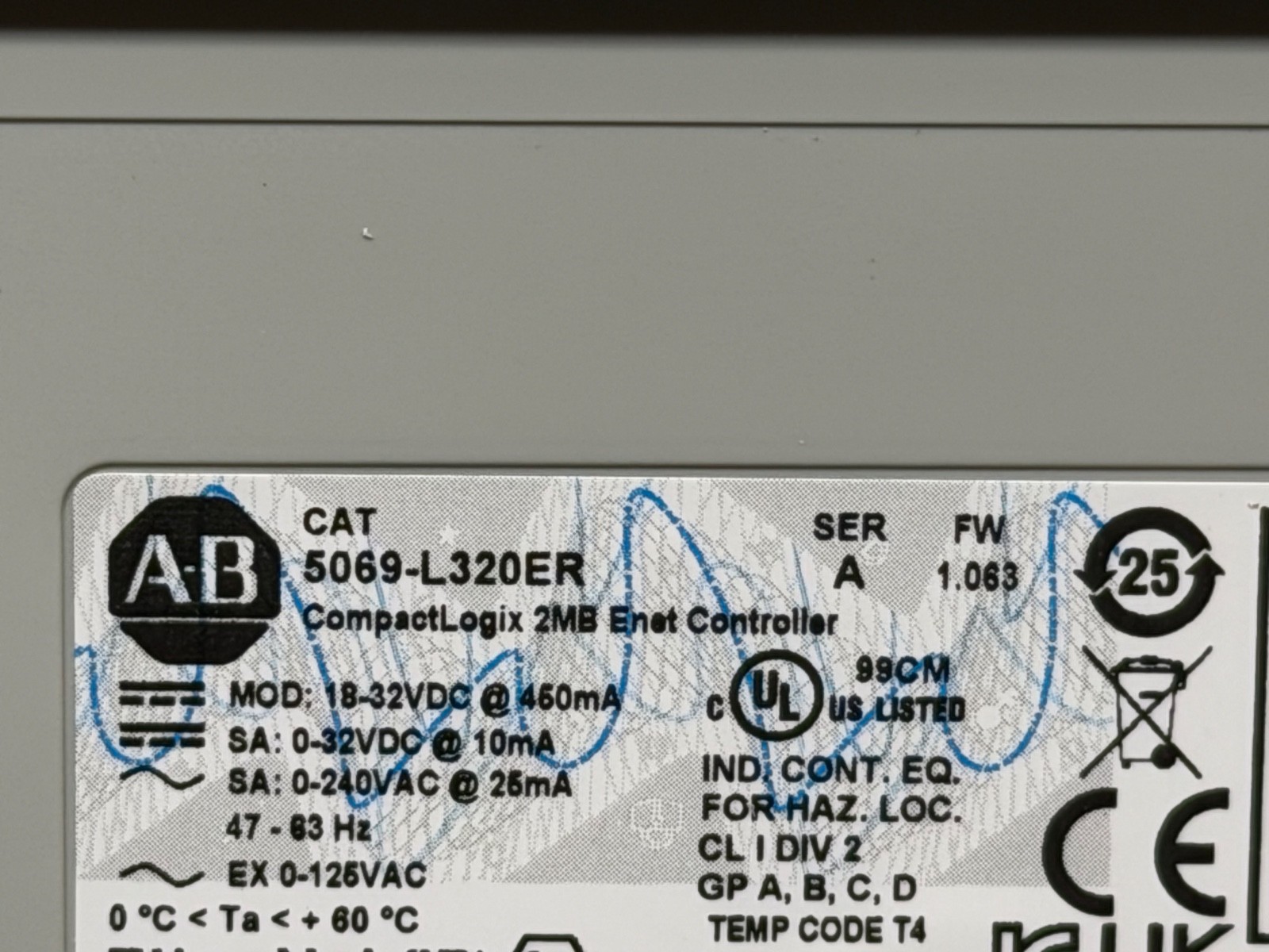 2024 Surplus No Box Allen Bradley 5069-L320ER CompactLogix 5380 2MB CPU No Flash