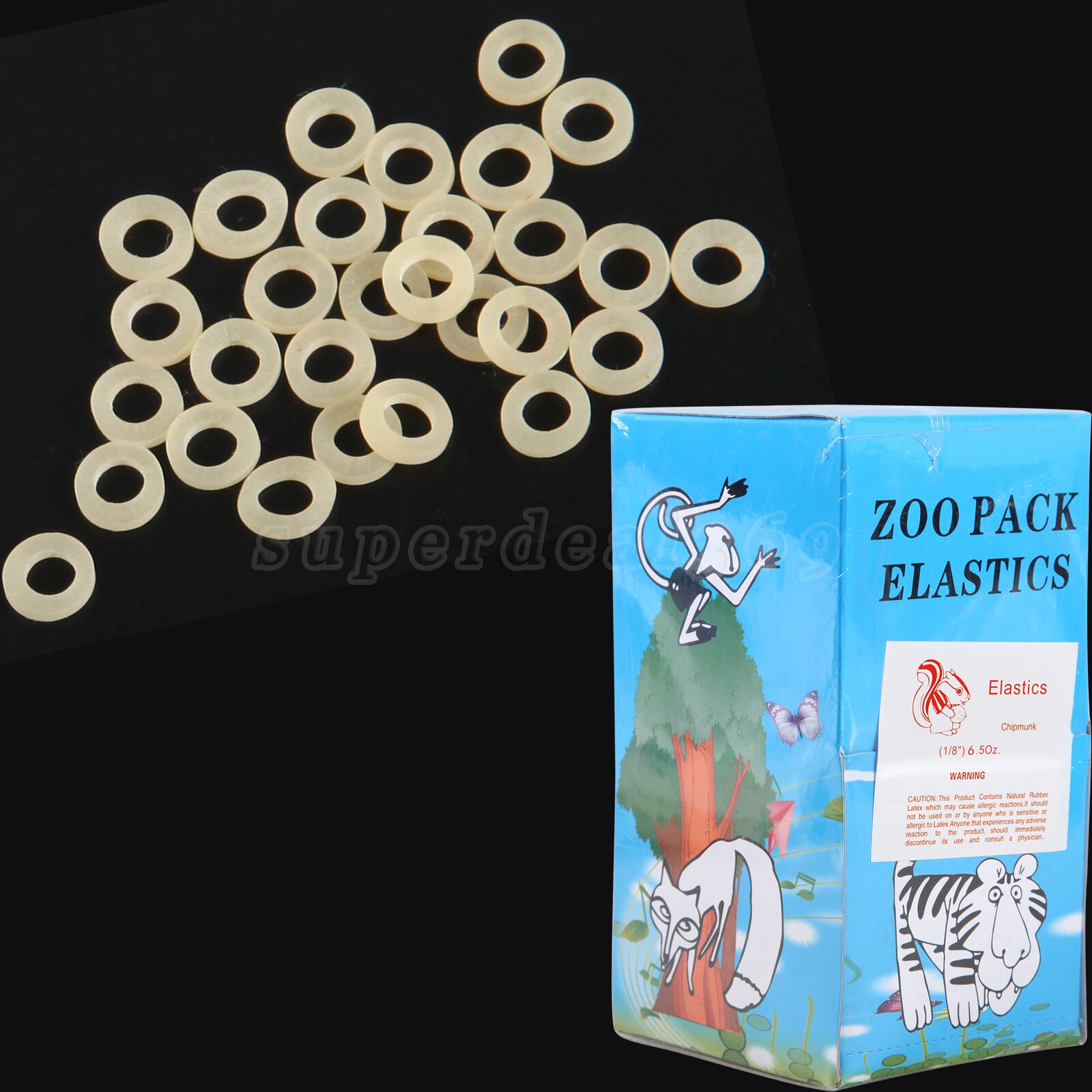 5000pcs/Pack Dental Orthodontic Elastics Bands Rabbit Force 6.5 OZ,1/8″ 50 Bags