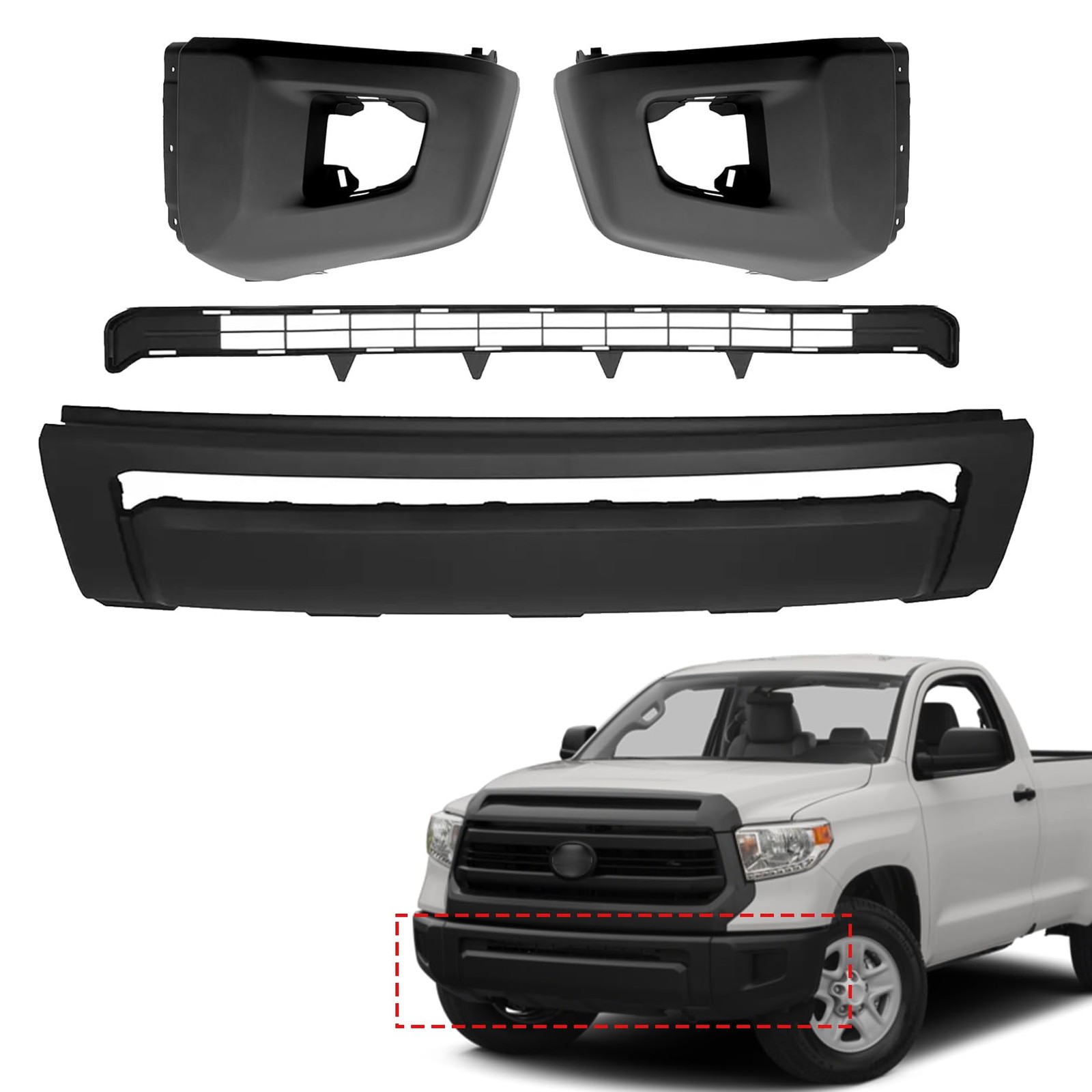 Front Bumper Cover for Toyota Tundra 2014-2021 Matte Black No Park Assist