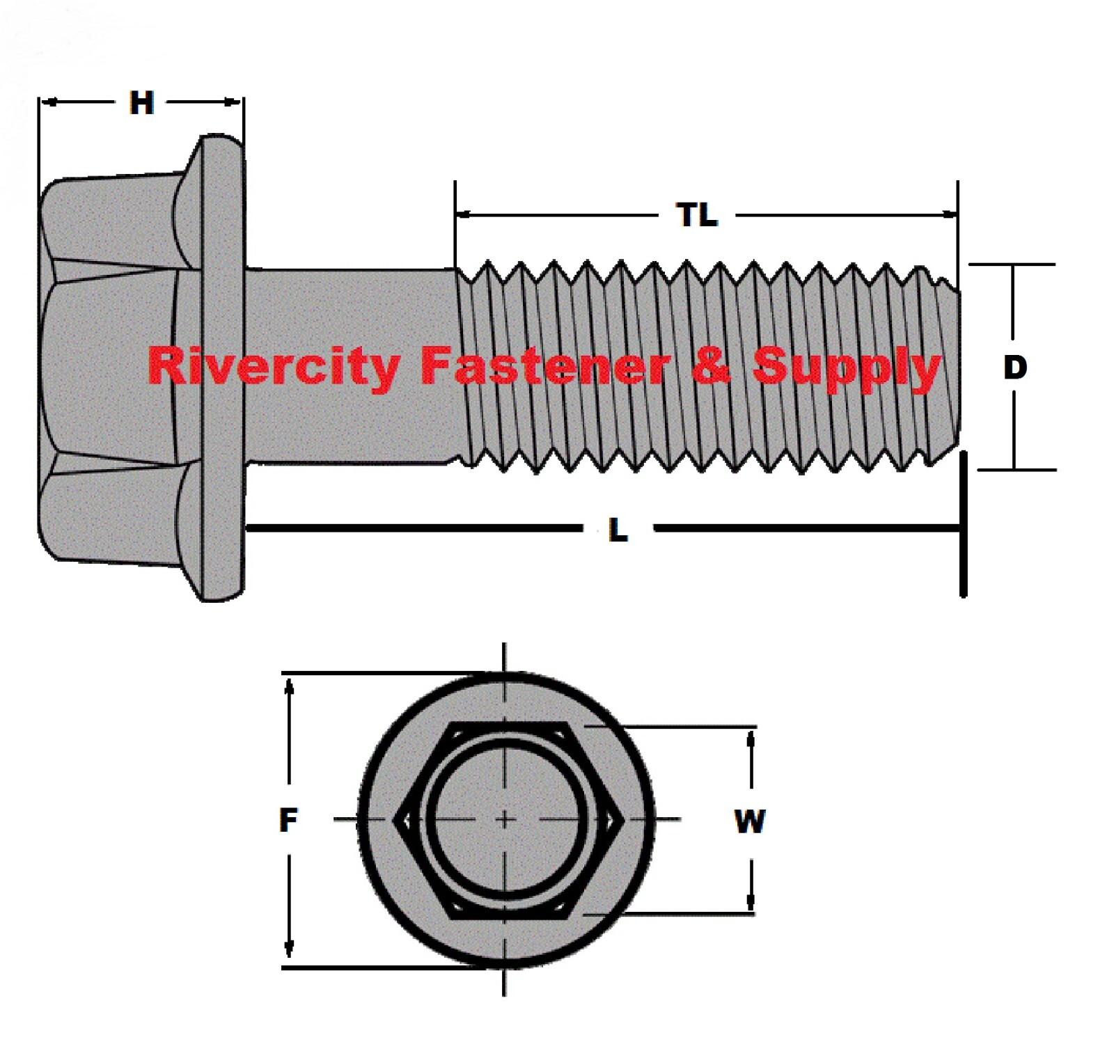 M12-1.75×60 Hex Head Flange Bolts 12mm x 60mm Grade 10.9 Screws M12x1.75 x 60