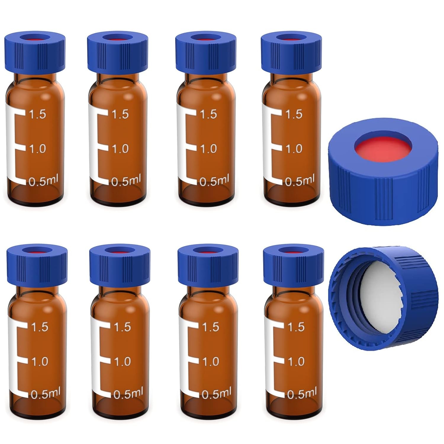 2ml Autosampler Amber Vials 1000 Packs HPLC Vial 9-425 Vial with Blue Screw Caps