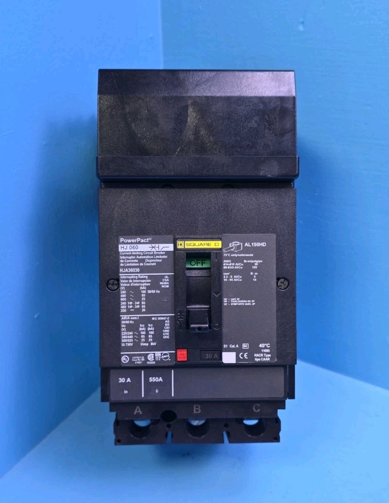 Square D HJA36030 30A 600V 3Pole ILine PowerPact Circuit Breaker