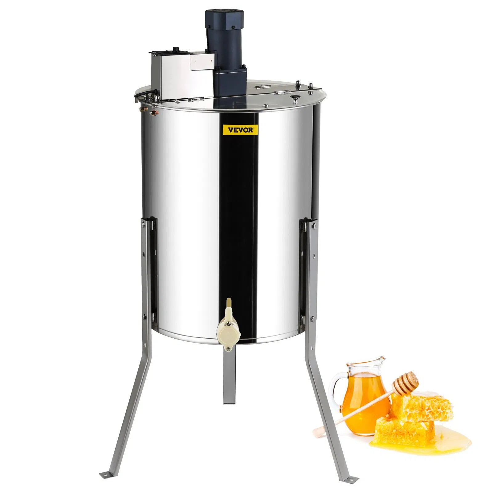 Electric Honey Extractor, 4/8 Frames Honey Spinner Extractor, Stainless Steel B