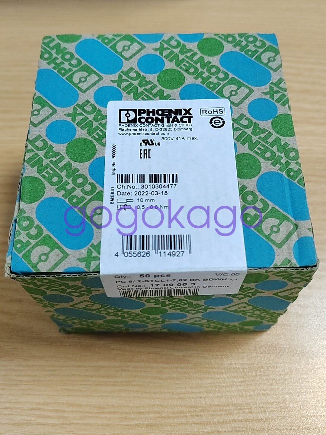 1BOX=50PCS NEW Phoenix Contact PC 5/2-STCL1-7,62 BK 1709003 Terminal Block