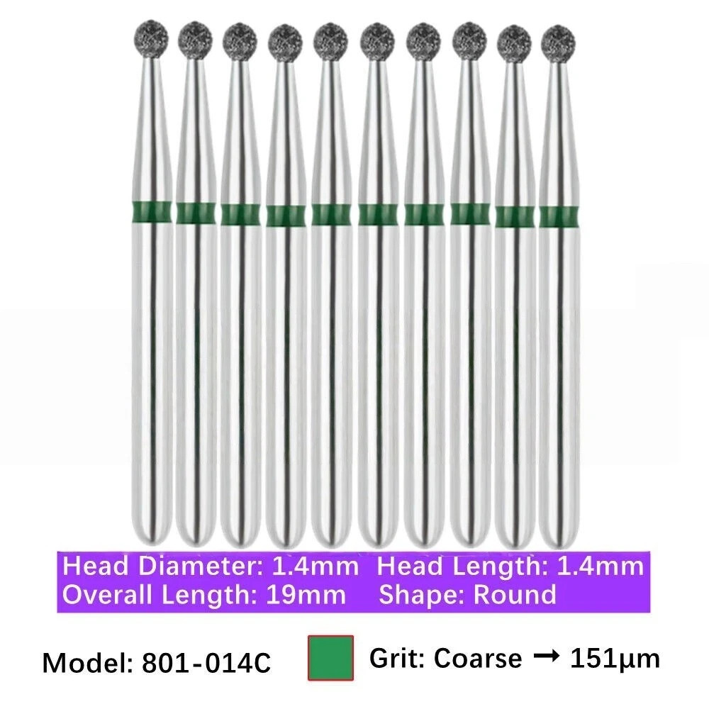 Dental Surgical Long/Round/Taper High Speed Diamond Burs FG Polishing Burs 10Pcs