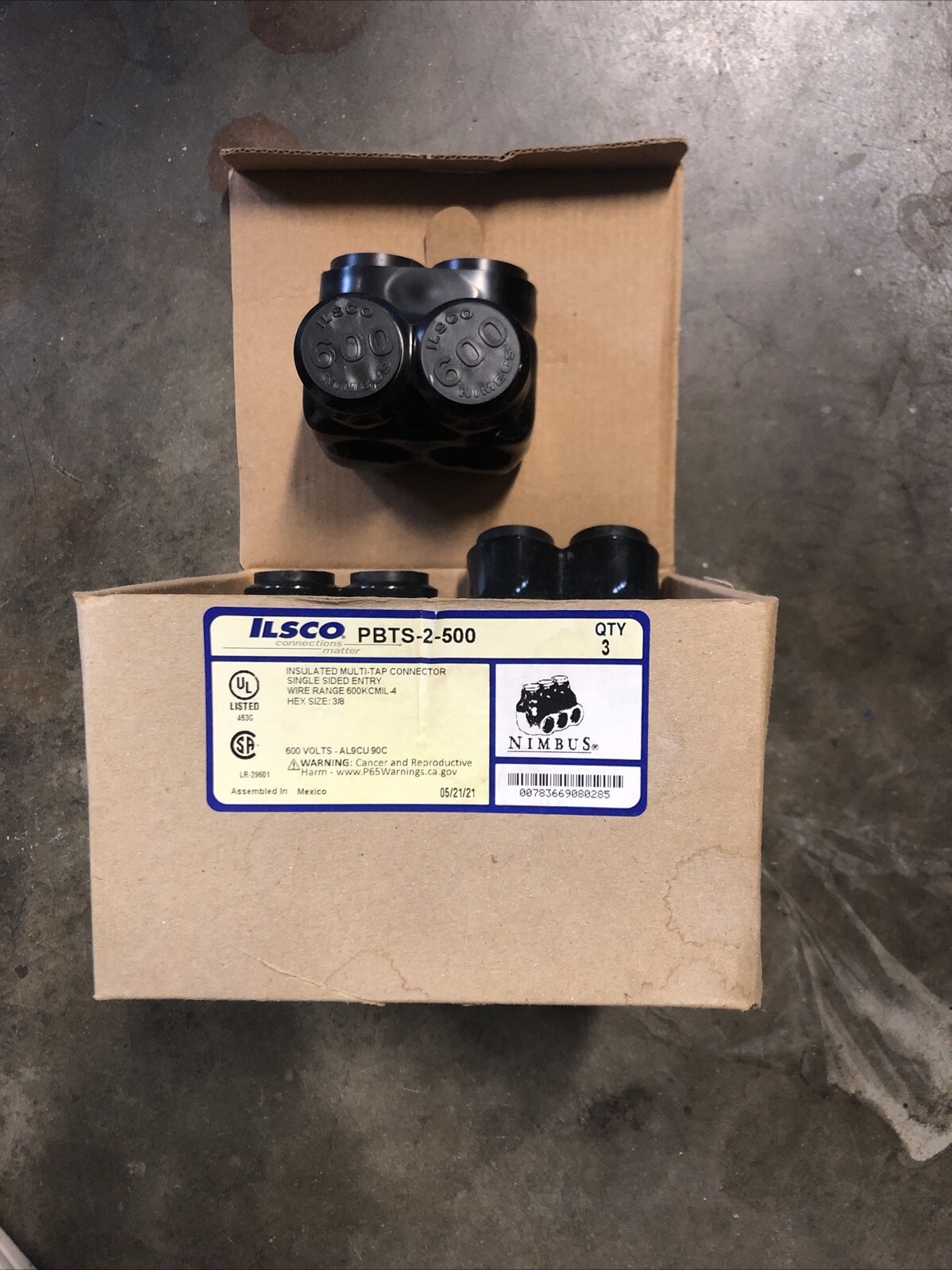 New Ilsco PBTS-2-500 Multi Tap One Sided Mechanical Connector 600 KCMIL-4 AWG 2