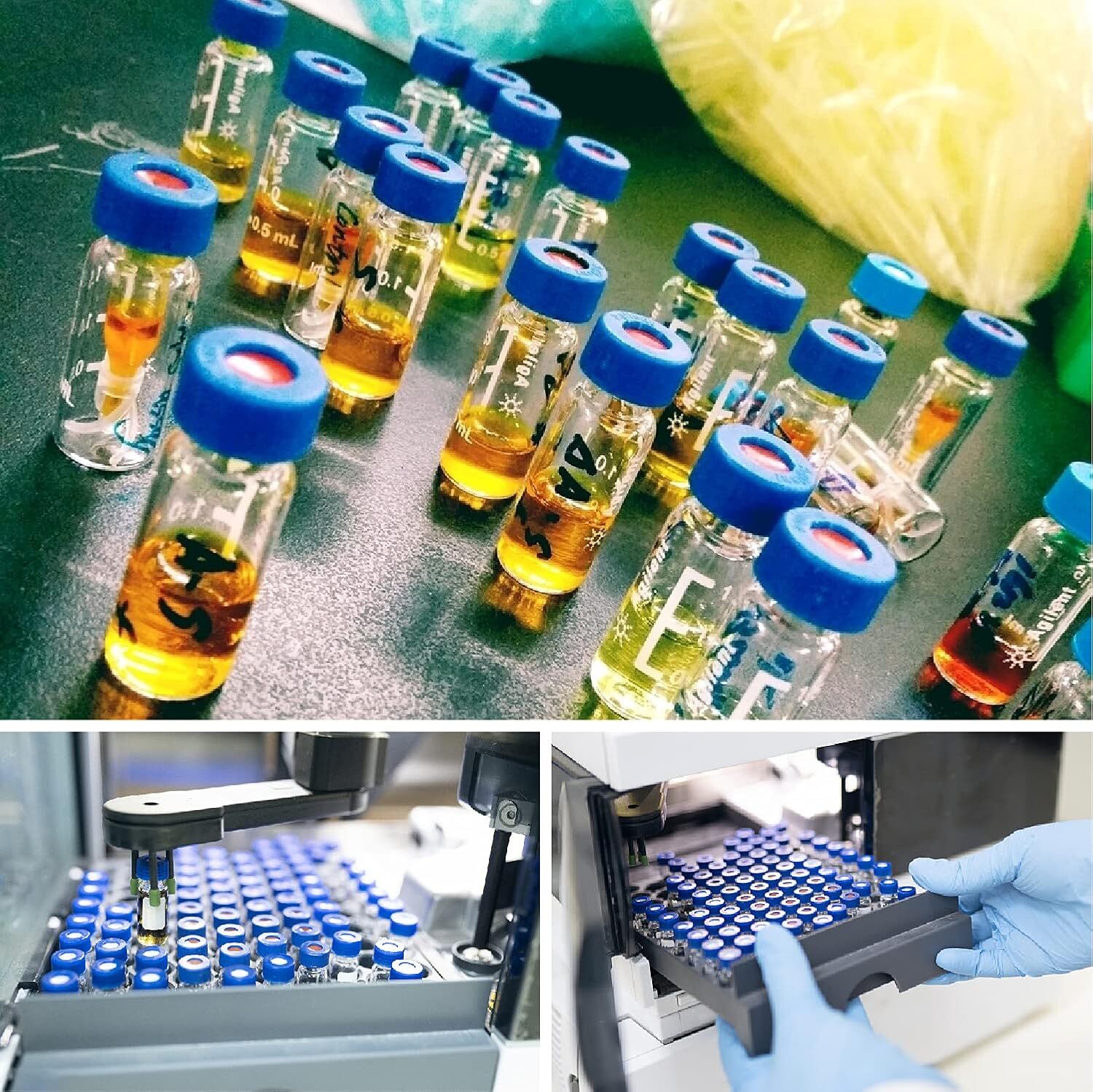 2ml Autosampler Vials 1000PCS+Pre-Slit Caps 9-425 Glass Bottle Screw Top HPLC GC