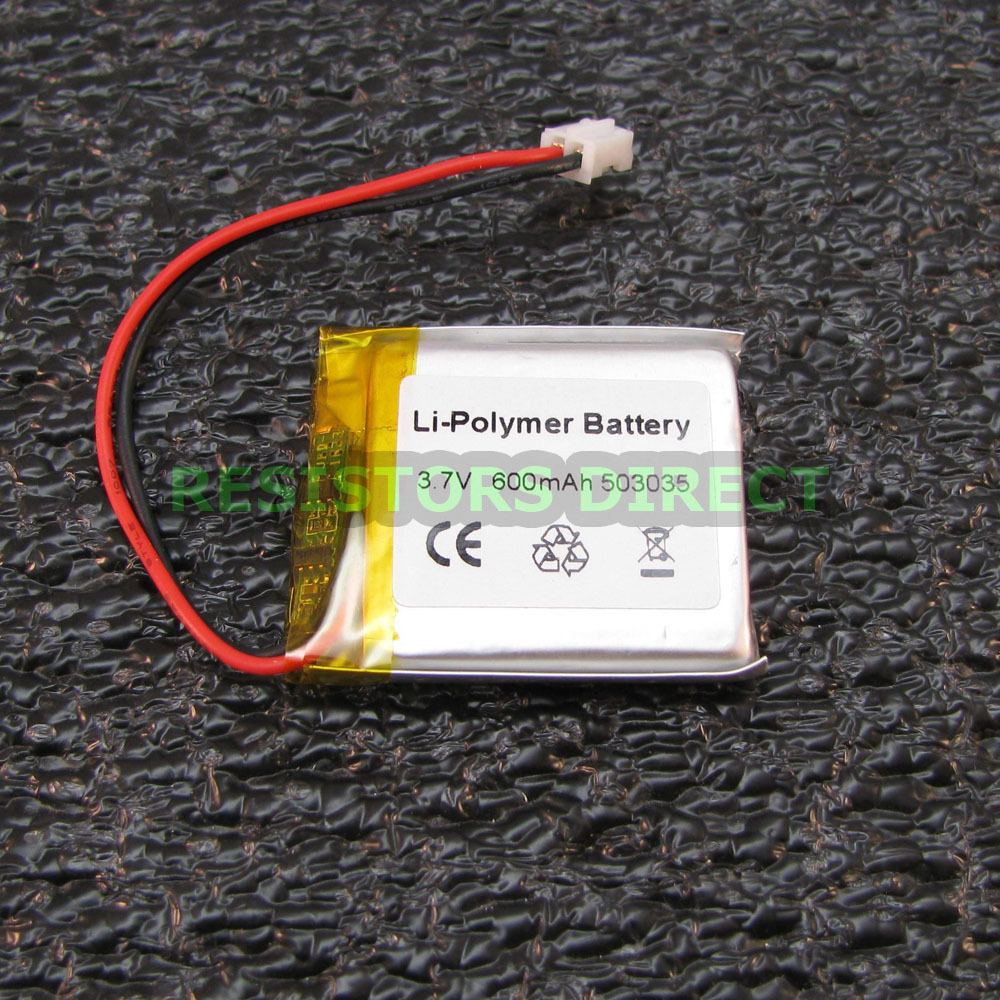 Lithium Ion Polymer 3.7v Rechargeable Battery 600mAh Project Arduino LiPoly Y24