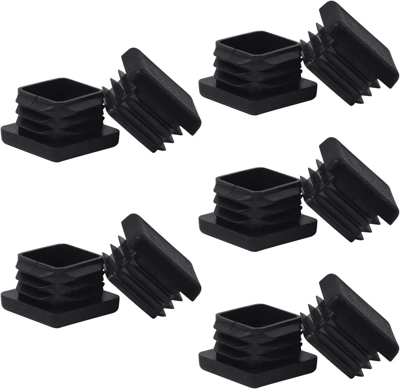 1″ 1X1 Square Tubing Plastic Plug End Cap 10 Pack, 1″X1″ 1 Inch Black Square Tub