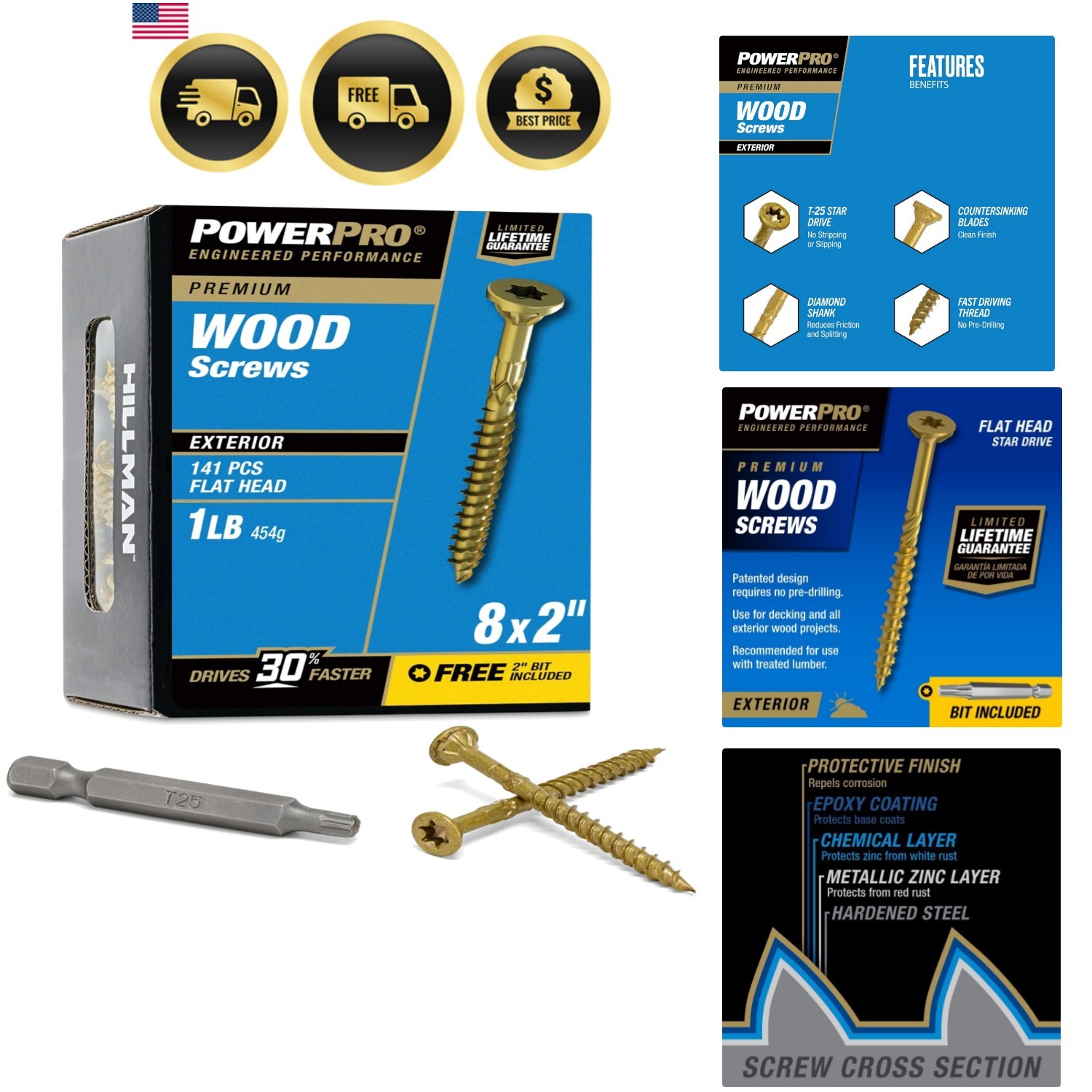 Exterior Wood Screws, x 2 Inch All-Purpose Deck Screws for Outdoor Projects, …