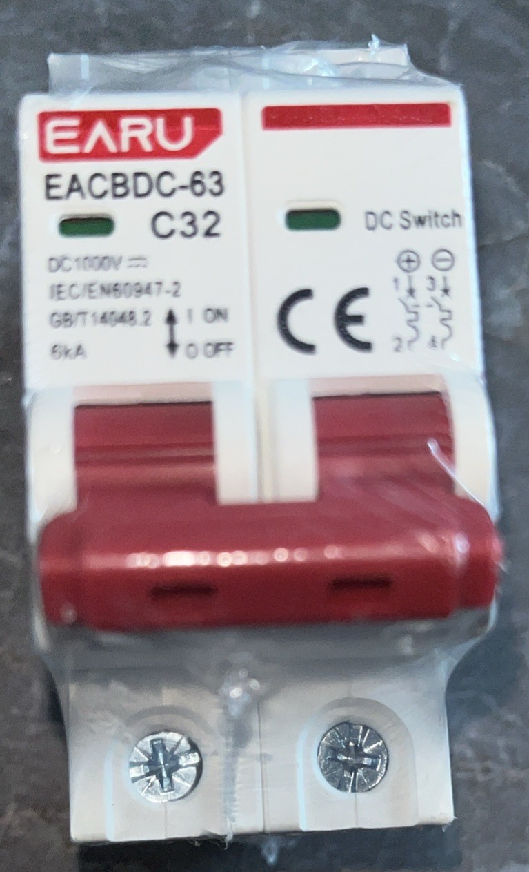EARU 32A Double Pole Overload Protection Switch DC1000V Photovoltaic PV