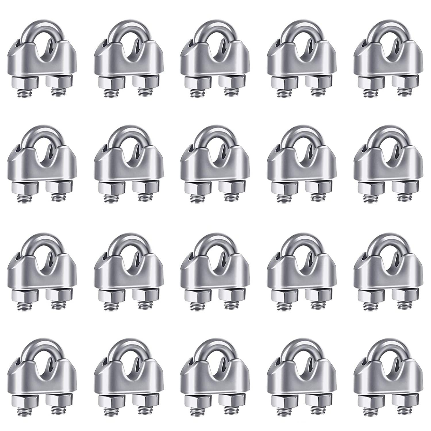 20PCS 1/8inch Wire Rope Clamp Stainless Steel M3 Wire Cable Clamps New