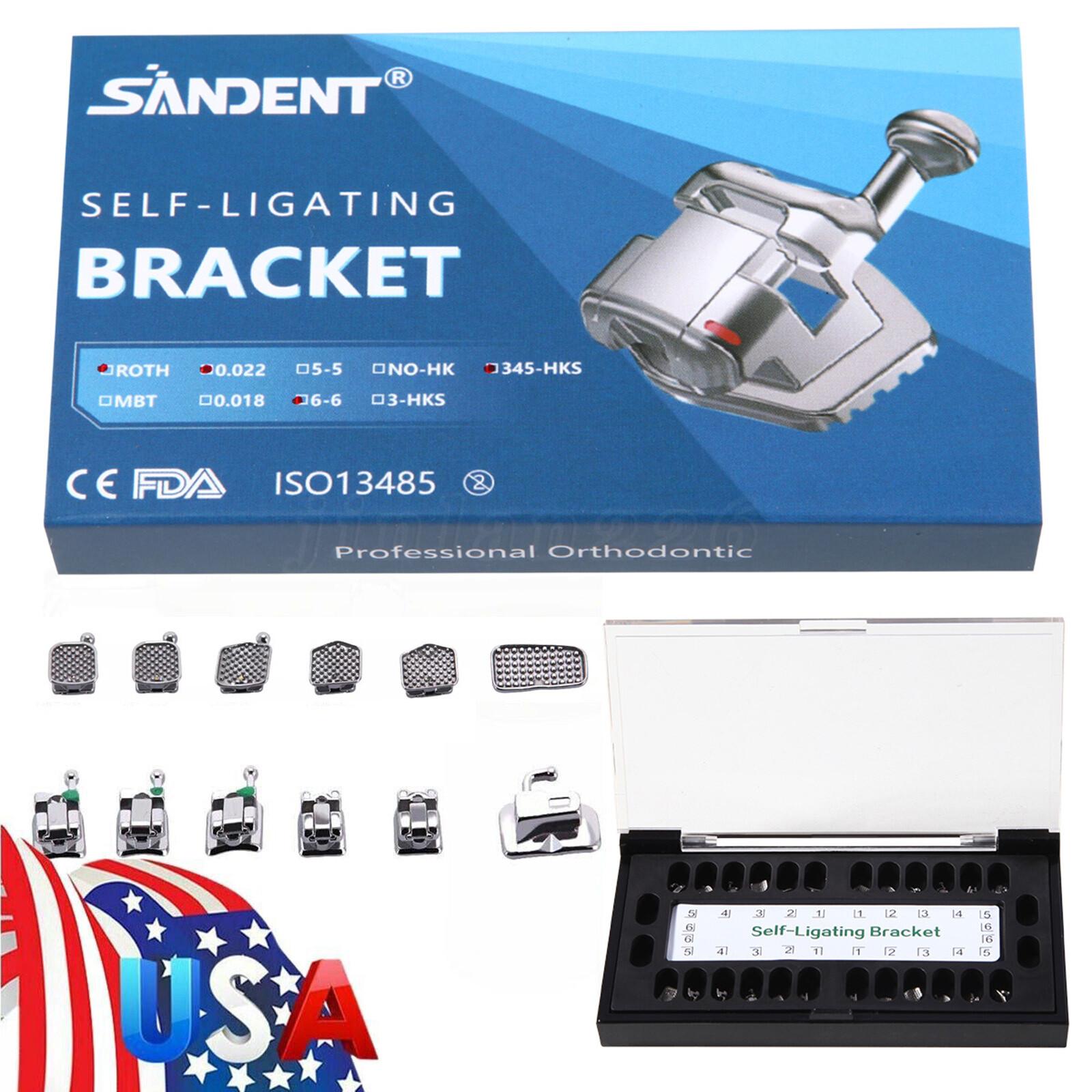 SANDENT Dental Orthodontic Self-Ligating Brackets Roth 0.022 With Buccal Tube