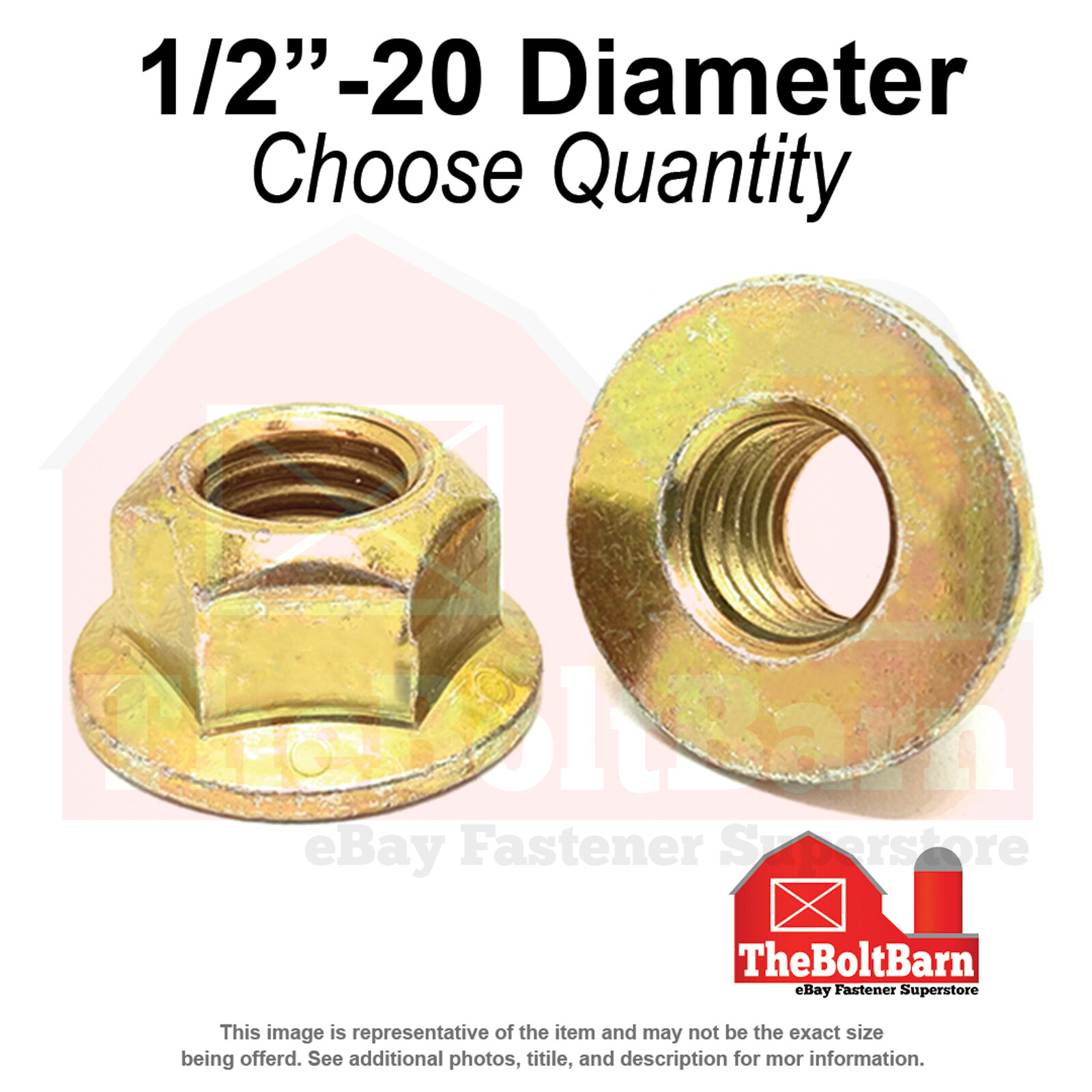 1/2″-20 Grade 8 Hex Flange Top Lock Nuts Zinc Yellow Fine Thread (Pick Qty)