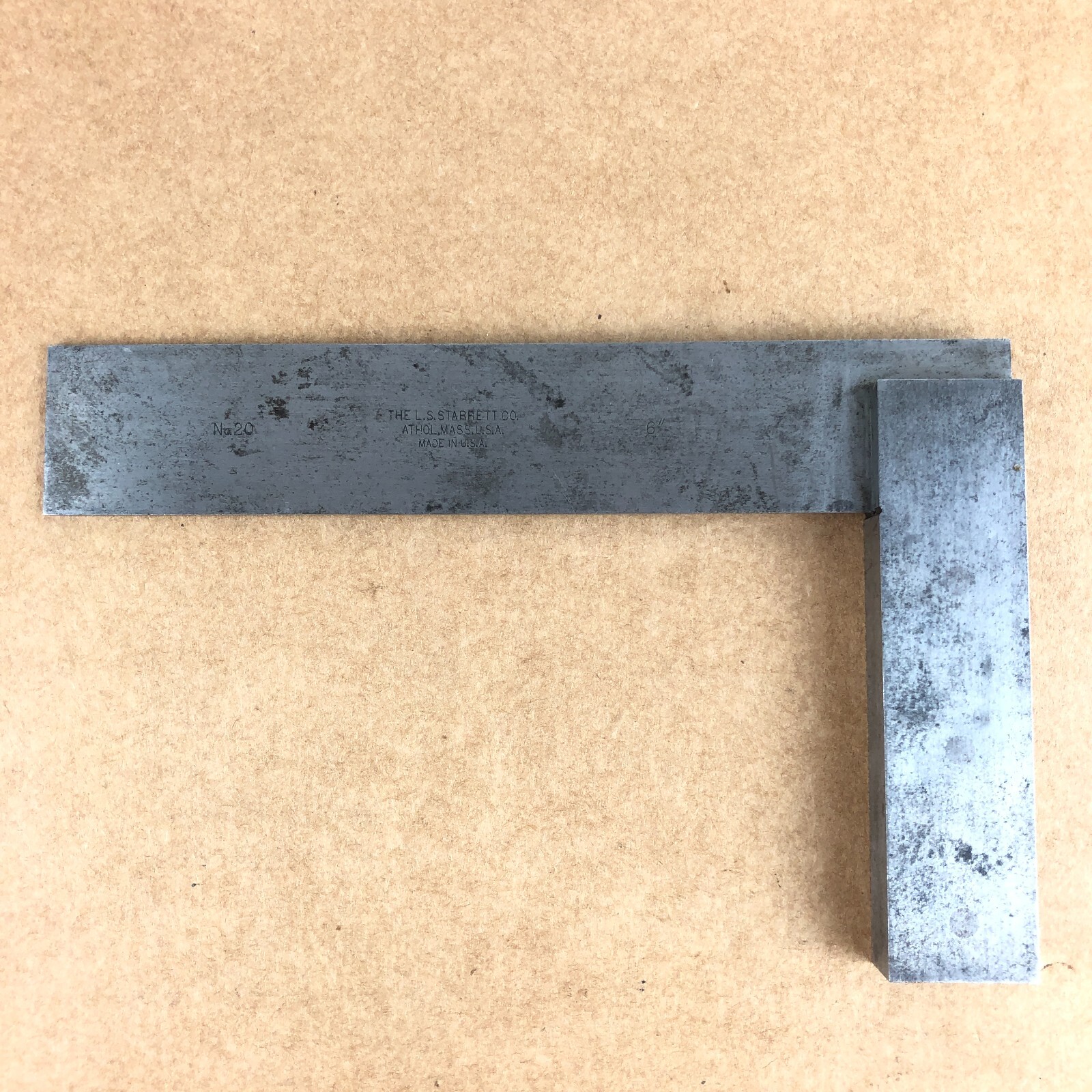 L.S. STARRETT USA Precision Square 6” NO. 20 Hardened Steel Machinist Tool Old
