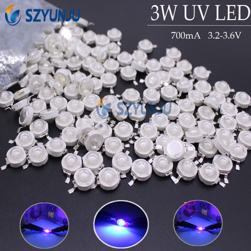 3W UV Purple Ultraviolet LED Bulbs Lamp chips 365nm 395nm 410nm LED 1-10PCS