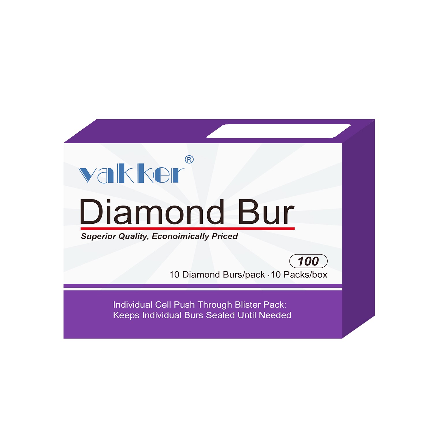 Vakker Dental Round FG Diamond Bur 801-018M Medium Grit 10/pk