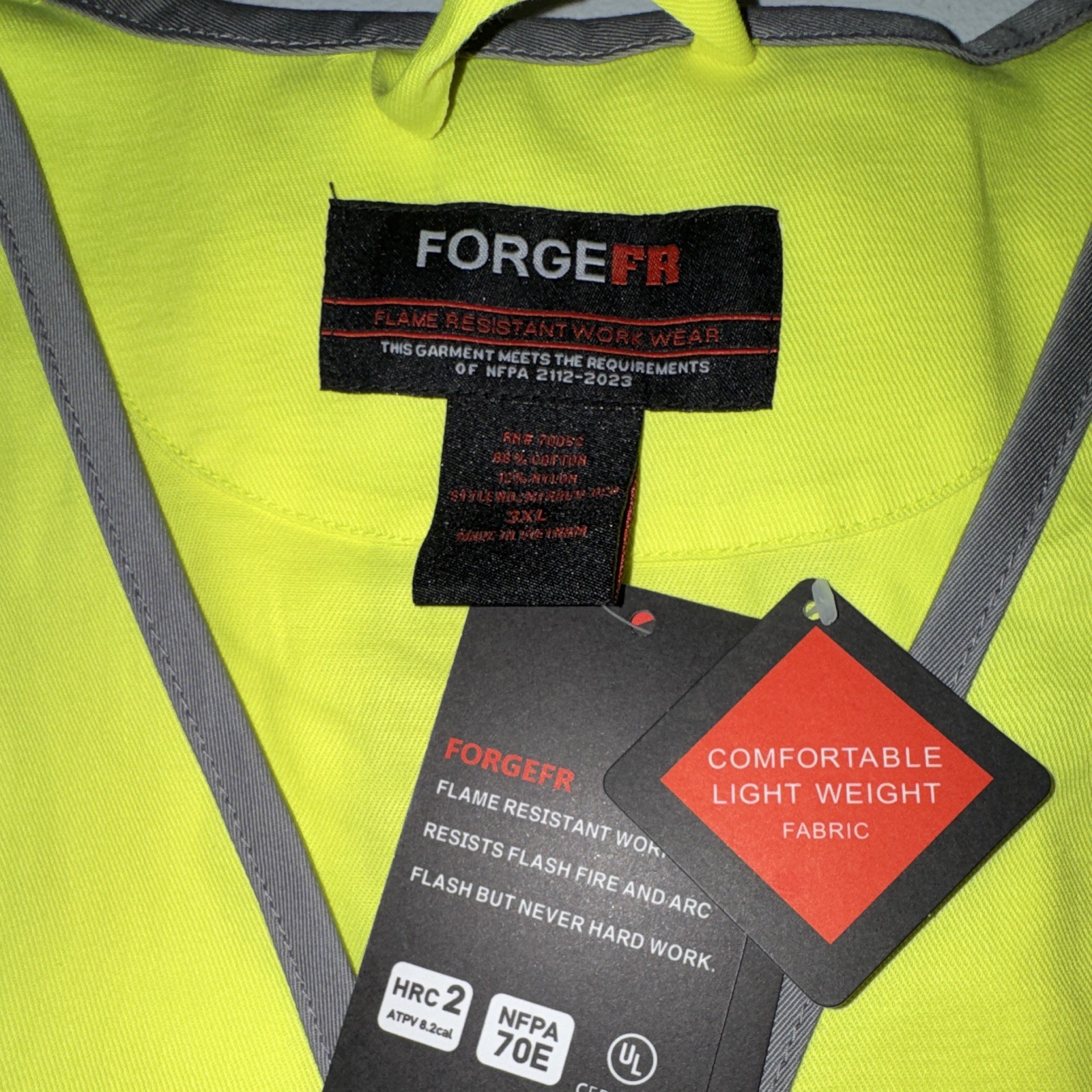 FORGE FR Flame Resistant Hi-Vis Safety Vest Yellow/Gray 3XL MFRHVV-020