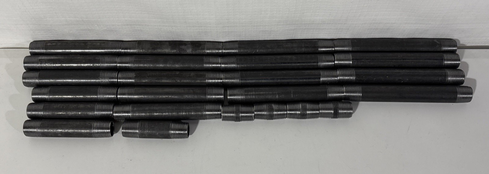 Lot of 24 Black Pipe Assortment, Male Threaded OD 2.875 inches various lengths