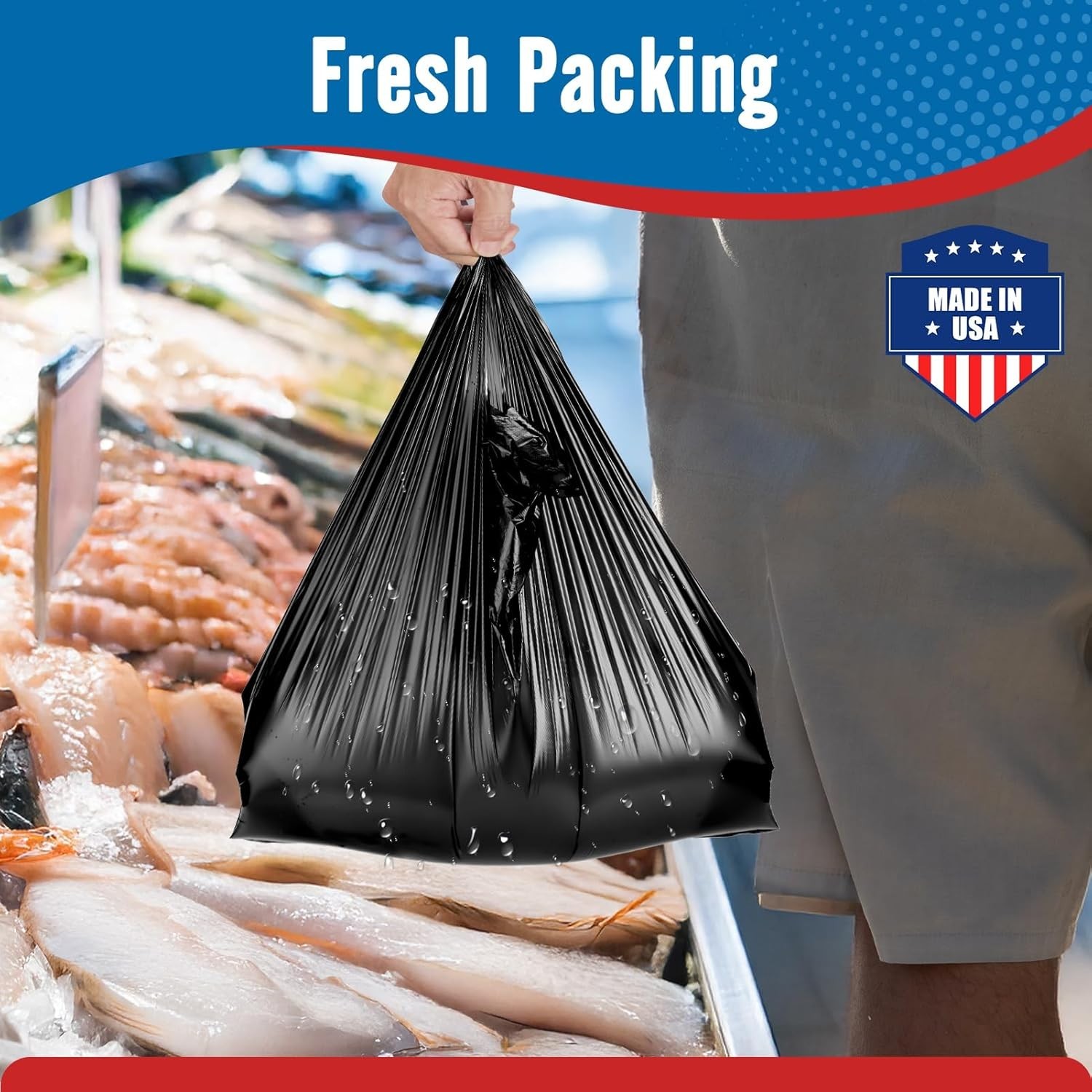 1000 Black T-Shirt Bags 1/6 12″ x 6.5″ x 21″, Plastic Grocery Shopping Bags