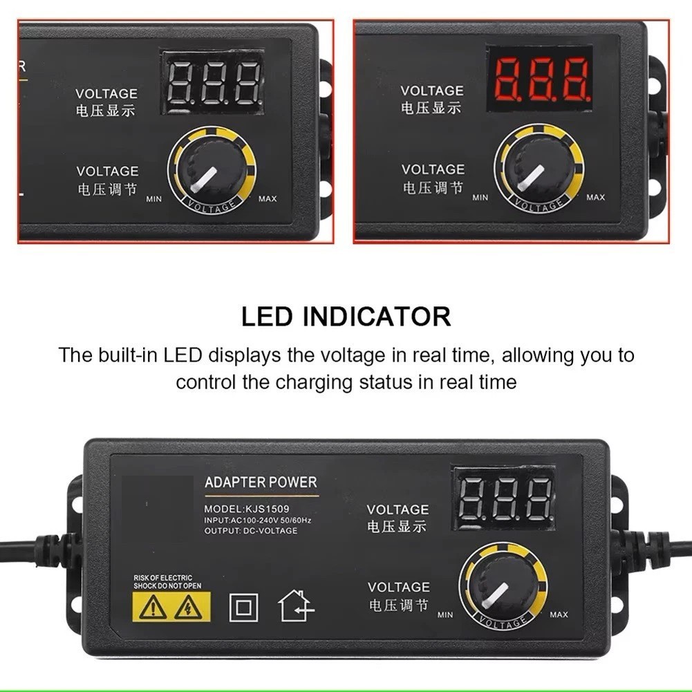 3V-24V 2.5A 60W Adjustable DC Power Supply Adapter Control Volt LED Display New