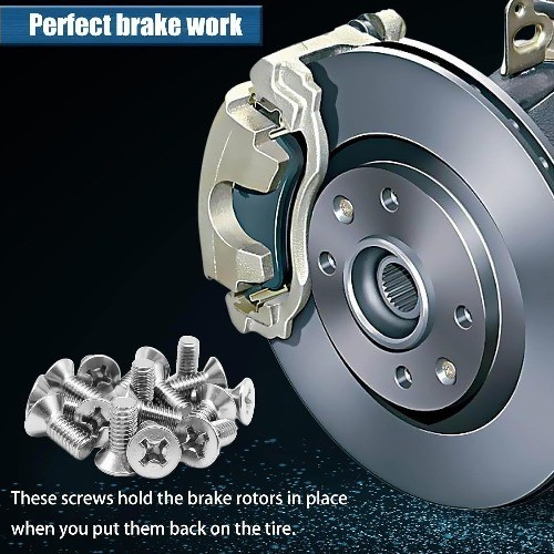 16-Pack Stainless Steel Brake Disc Rotor Screws for Front Color: 16 PCS Silver