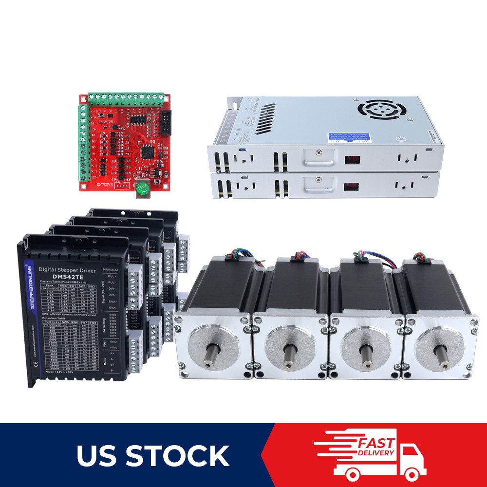 STEPPERONLINE 4 Axis Nema 23 Stepper Motor 425oz.in &Driver & 350W Power CNC Kit