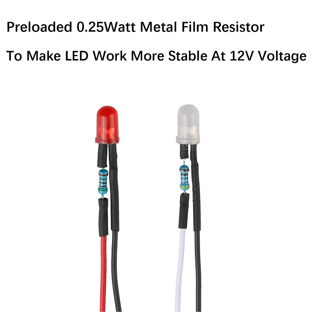 120pcs 12v Led Lights Emitting Diodes Pre Wired 7.9 Inch Dc 12 Volt 5mm Led 6 C