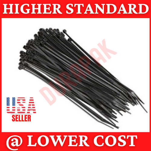 100 PCS 6″ Black Cable Wire Tie 40 Lbs Zip Nylon Network Fasten Secure Binding