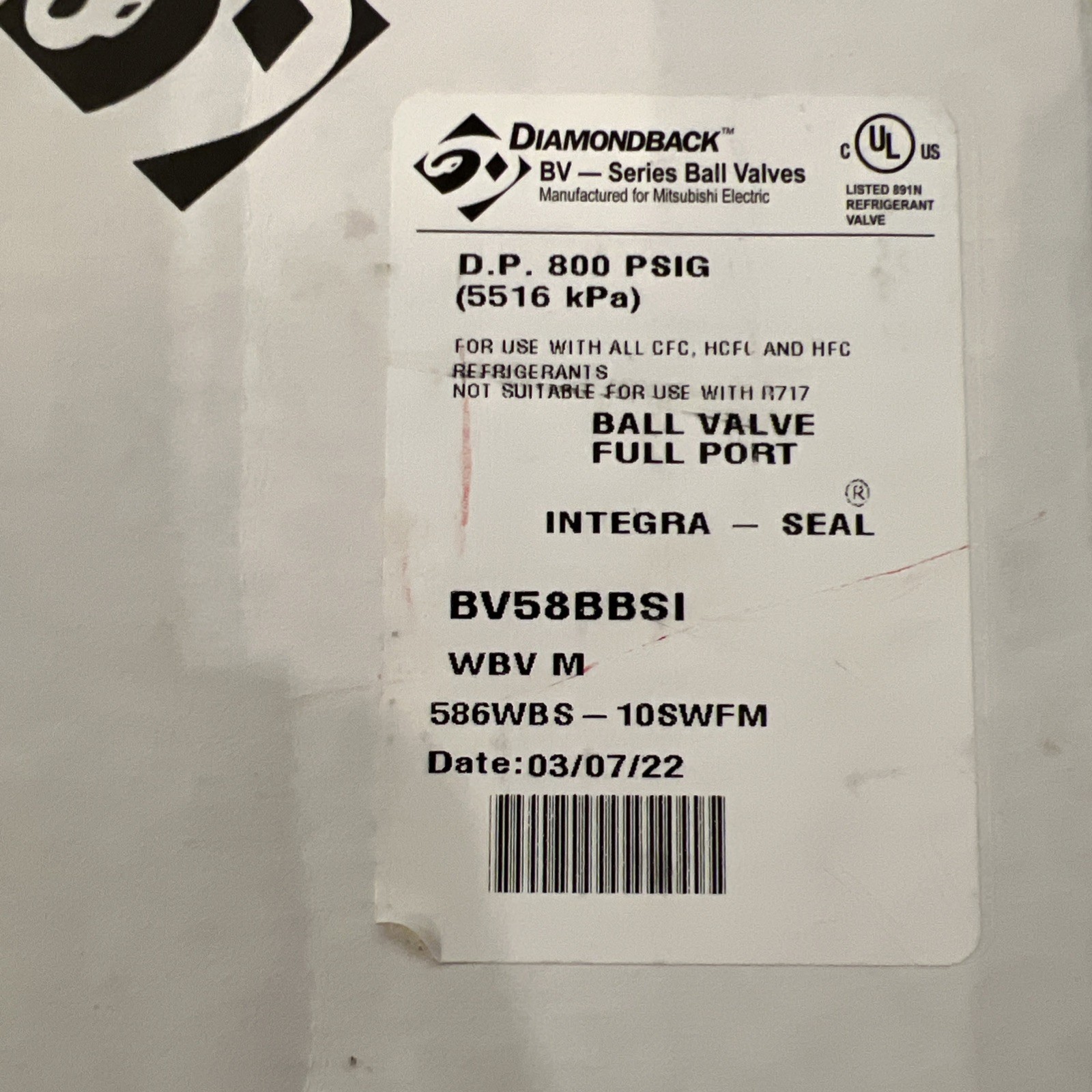 DiamondBack BV58BBSI Series Ball Valve Full Port 5/8-inch SWEAT Made in USA