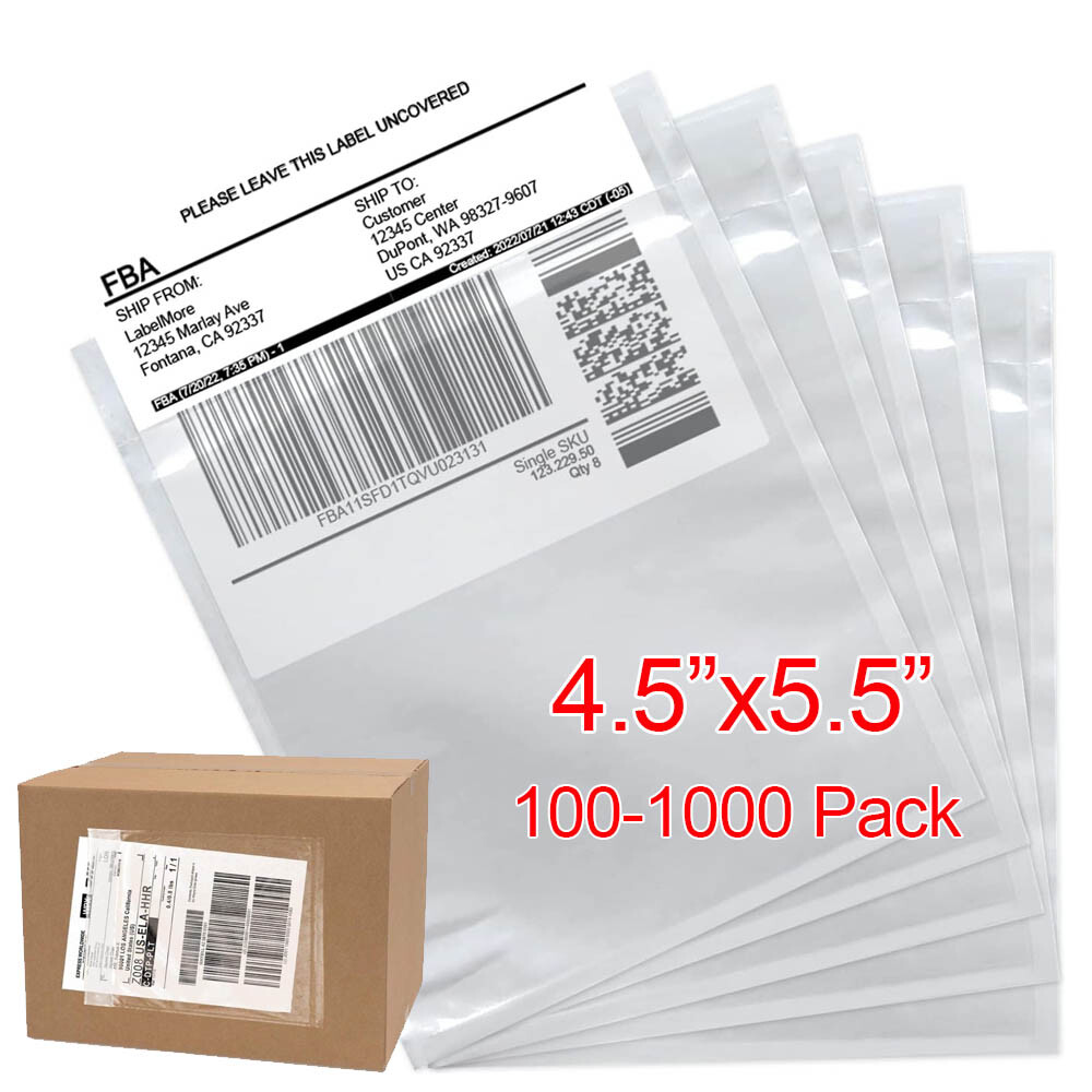 4.5×5.5 Top Loading Clear Packing List Pouches Shipping Label Slip Envelopes