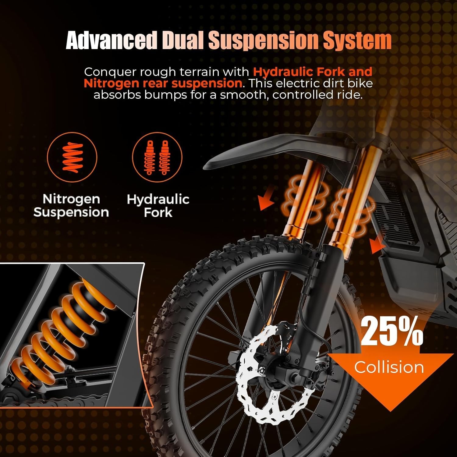 Adult Electric Dirt Bike Peak 6000W 60V/30AH 50MPH Off-Road Motorcycle E-Bike