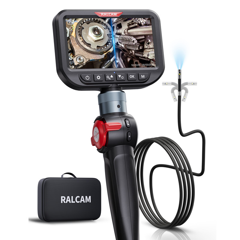 Ralcam Dual Lens Articulating Borescope 5″ Endoscope Inspection Camera 5FT Semi
