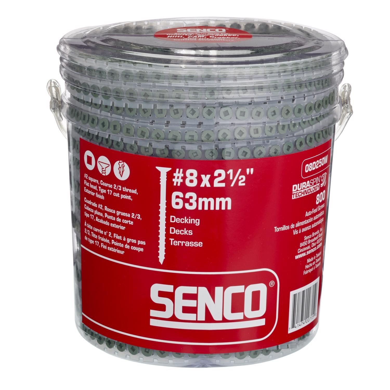 Senco 08D250W No.8 Course Type 17 Point All Purpose Exterior Wood Screws 2.5 in.