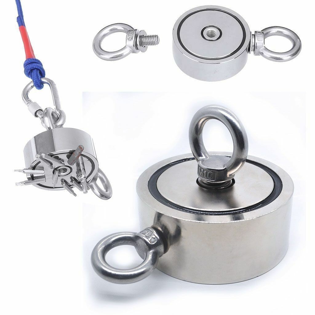 Fishing Magnet Kit Upto 1300 Lbs Pull Force Strong Neodymium + Rope + Carabiner