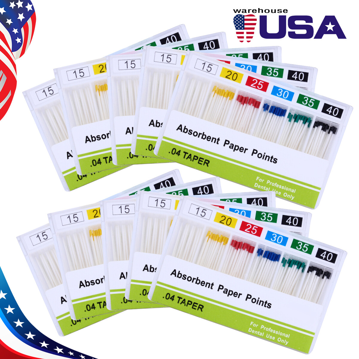 Dental Endodontic Absorbent Paper Points Taper 0.04 15-40# Root Canal Cleaning
