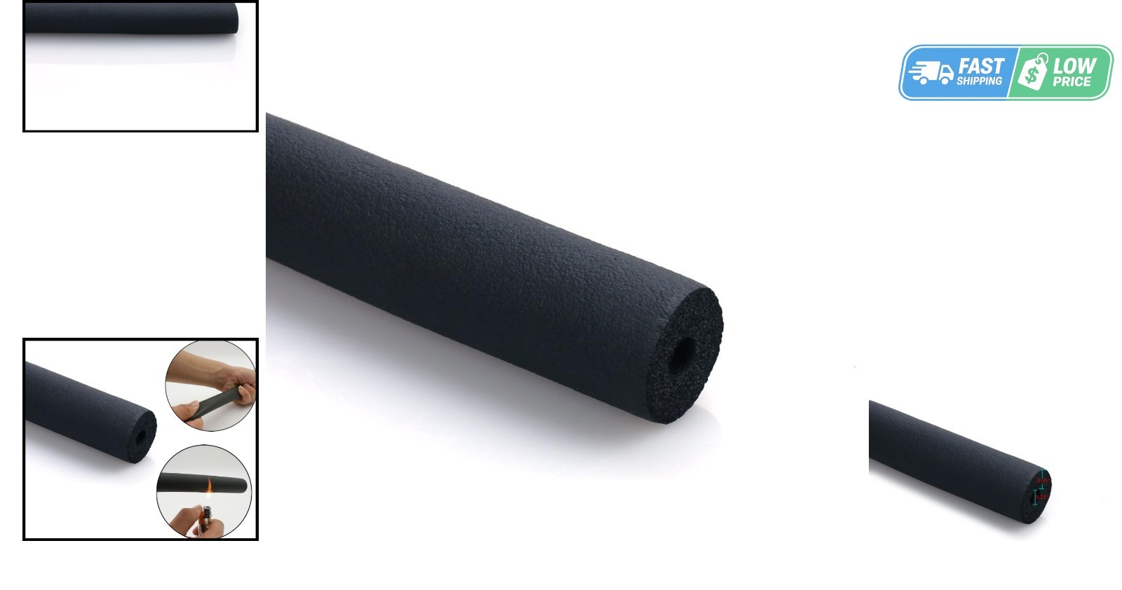 Eco-Friendly Pipe Insulation – 6ft Rubber Tube, Prevents Moisture & Heat Loss