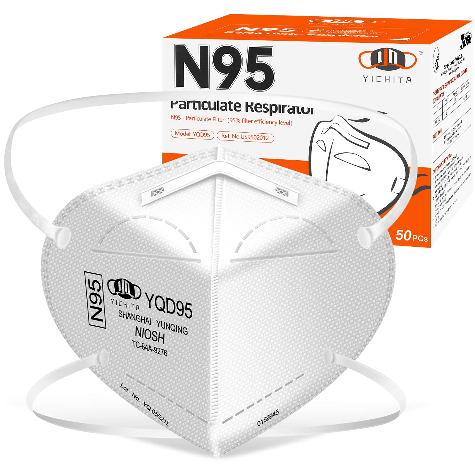 N95 Mask NIOSH Approved 50-Pack, 1 Count (Pack of 50), 50 Pack – White