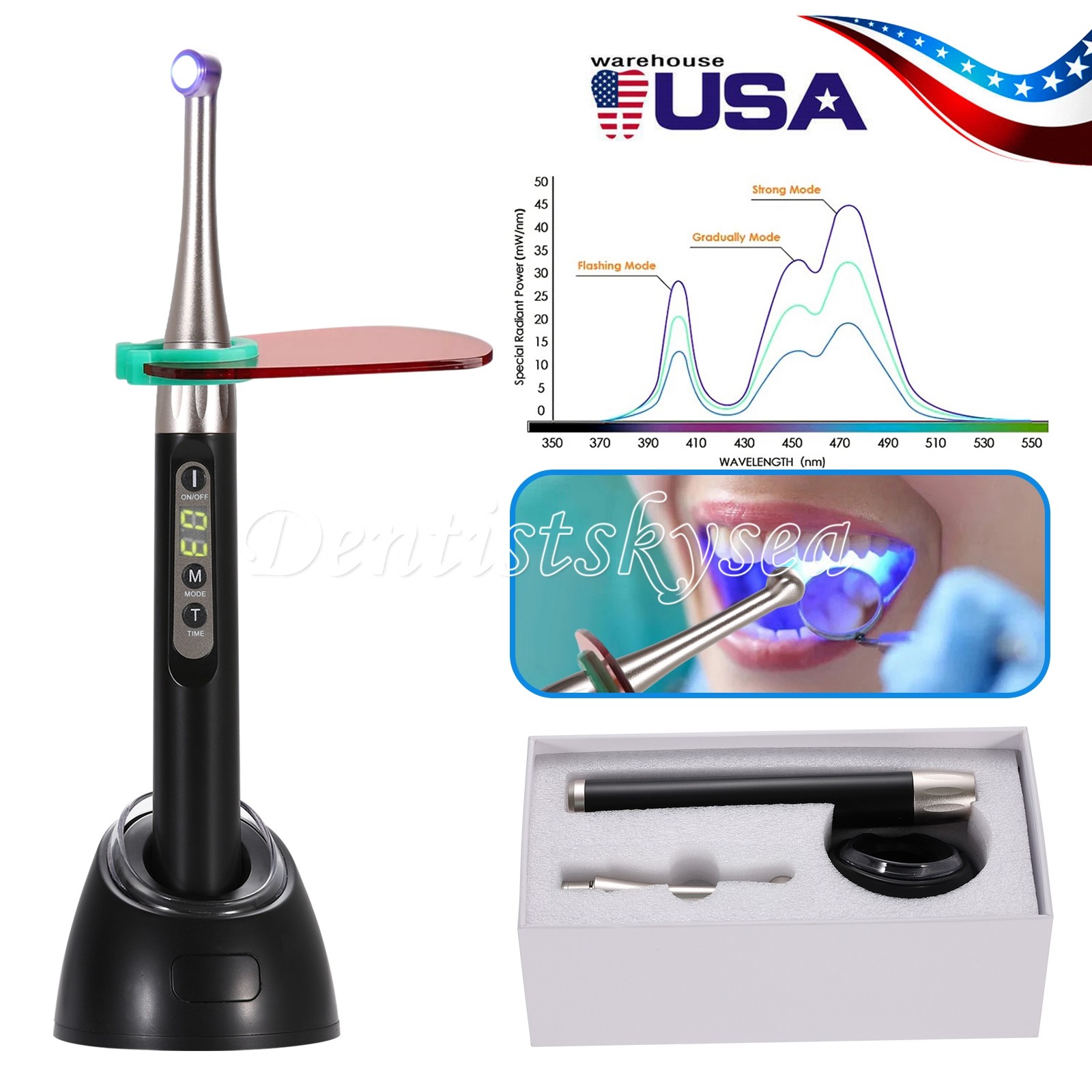 Dental LED Curing Light Cure Lamp Wireless Cordless Resin Woodpecker Style LA