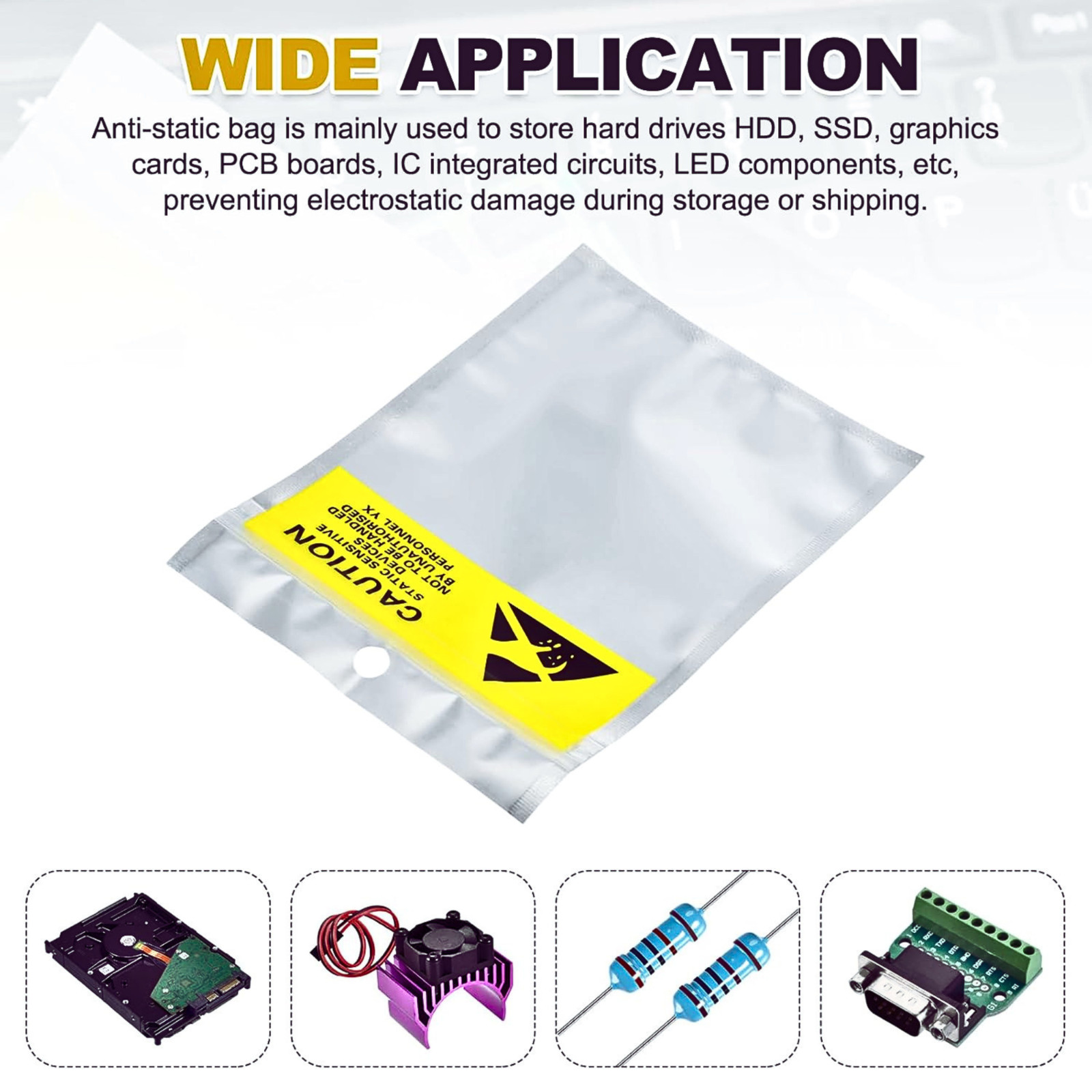 200pcs Anti Static Shielding ESD Translucent Bags 4″ x 6″ Zip Reclosable 10x15CM