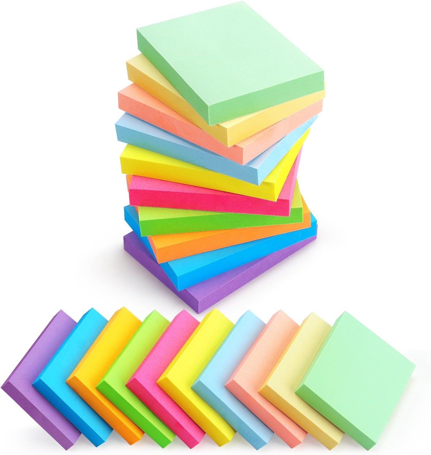 Sticky Notes 1.5×2 Self-Stick Notes 10 Bright Multi Colors Sticky Notes 20 Pads