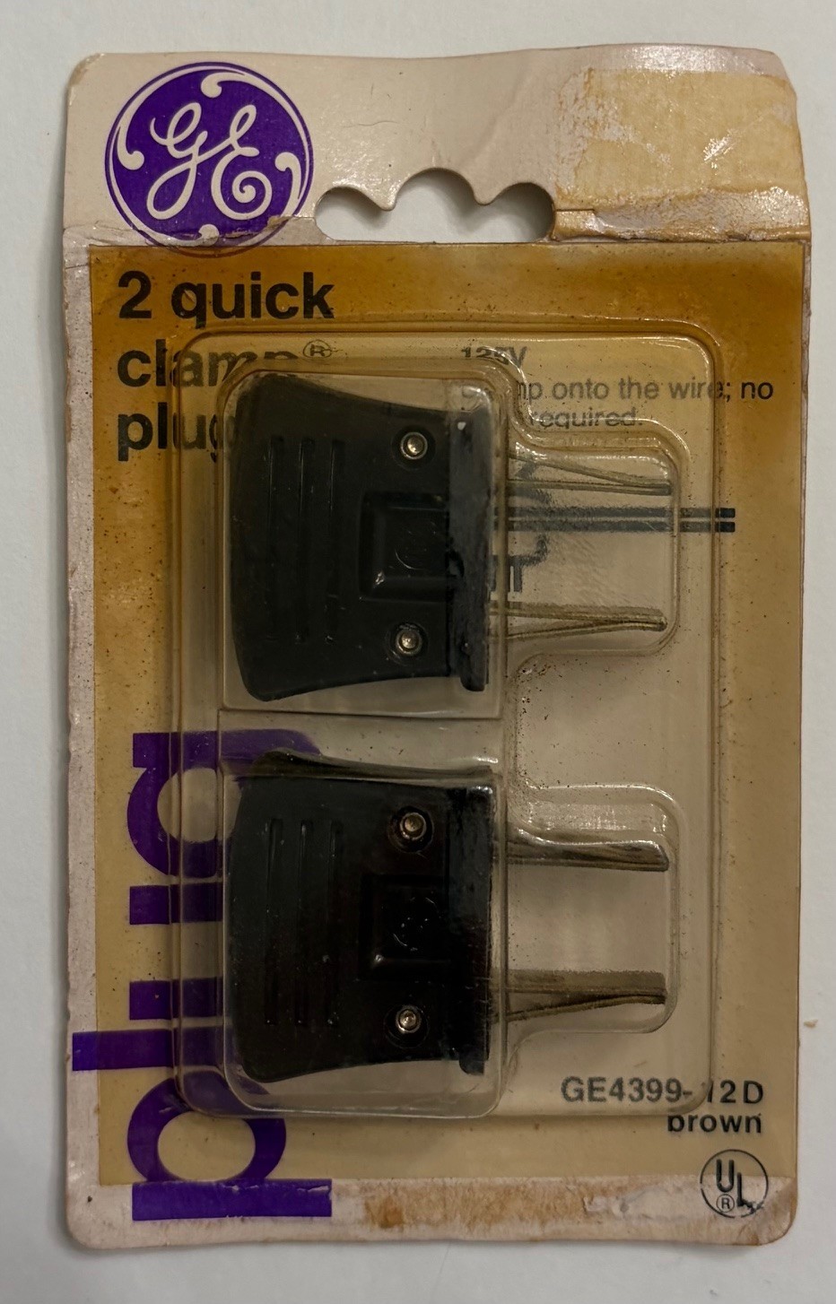 2 Packs of Vtg GE Quick Wire Clamp Plugs -125 V GE 4399-22D 2pc (Brown + White)