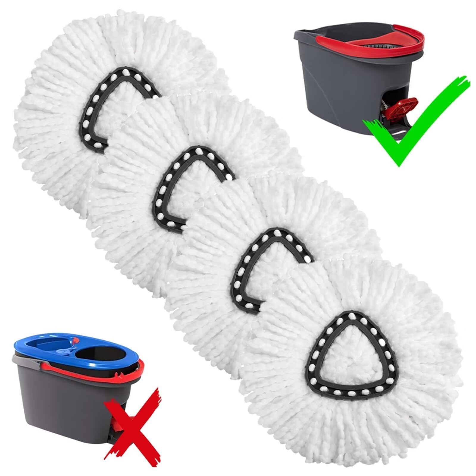 4-Pack Mop Replacement Heads for Ocedar 4 Count (Pack of 1), White