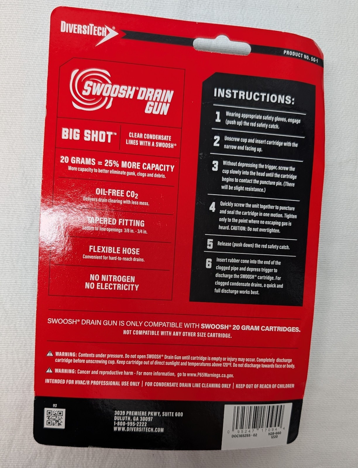DiversiTech SG-1 Big Shot 20G Swoosh Drain Gun – NEW