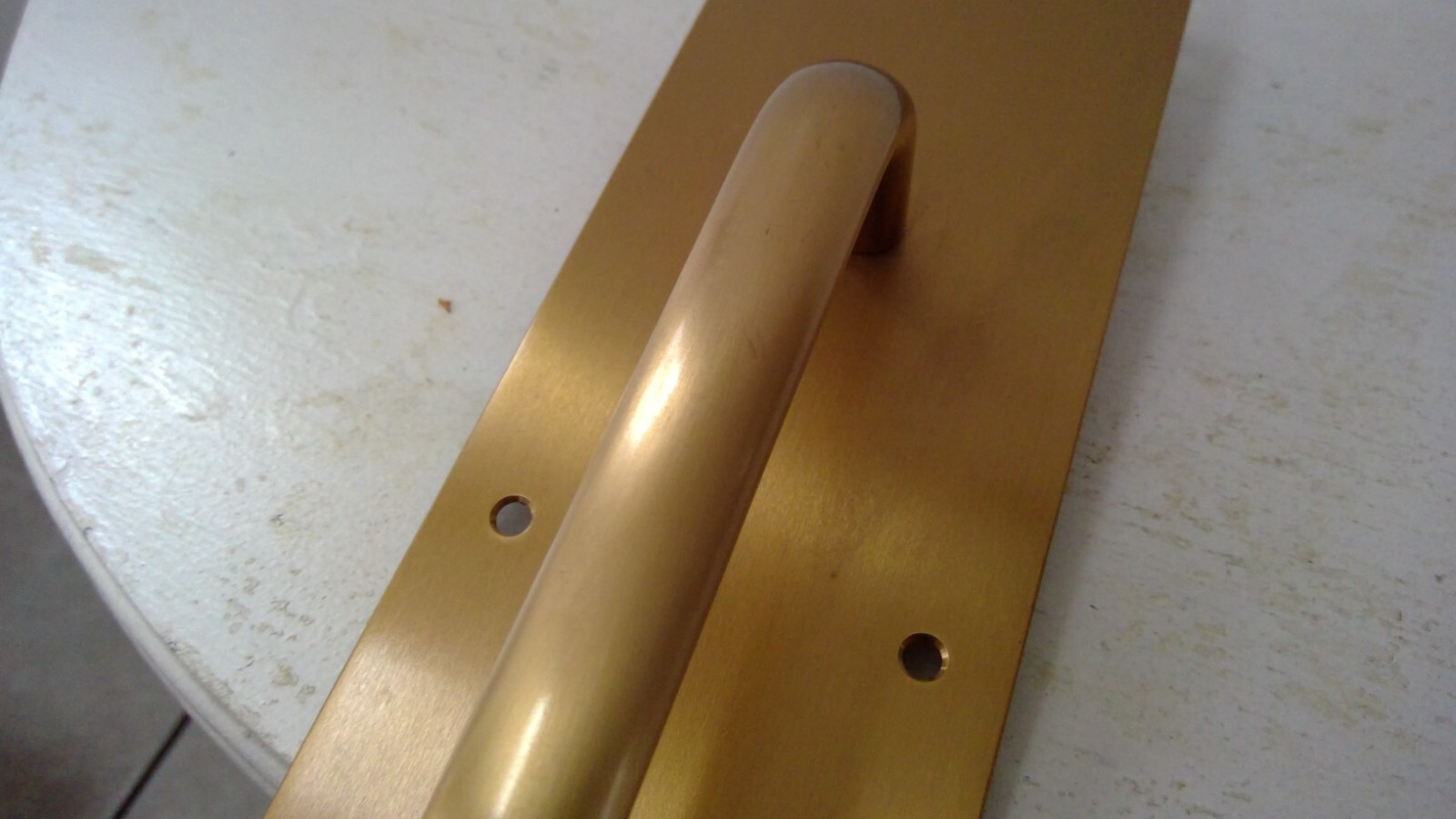 SOLID Satin BRASS Door Pull Plate Handle 14″ x 3-1/2″ w Back Plate