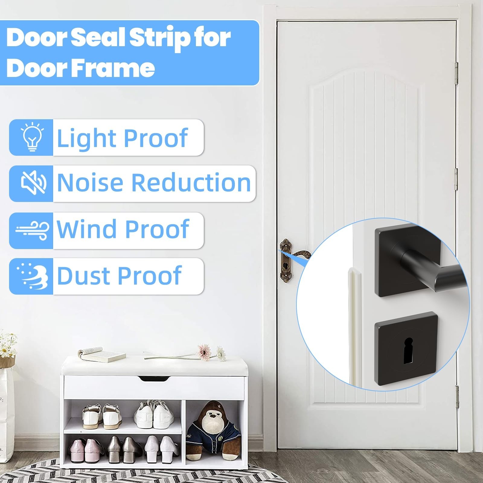 19.7ft V-Shape Thin Weather Stripping Door Frame Seal Strip,Self-Adhesive Doo…