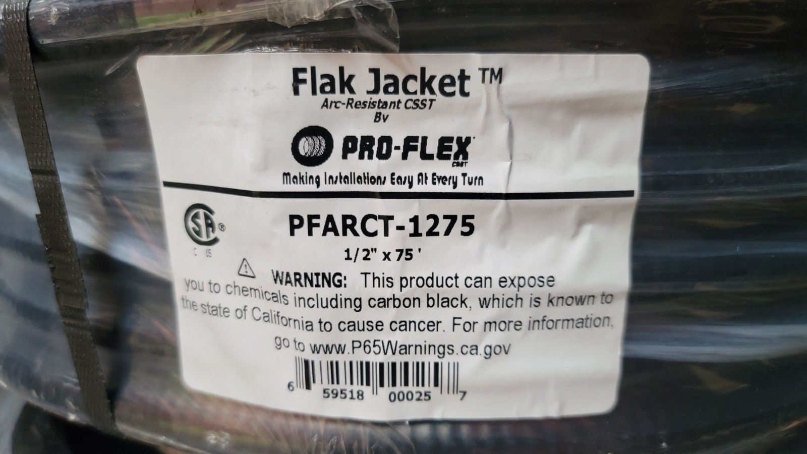 ProFlex CSST Gas Pipe Black (w/ Arc-Resistant Jacket) 1/2″ X 75′